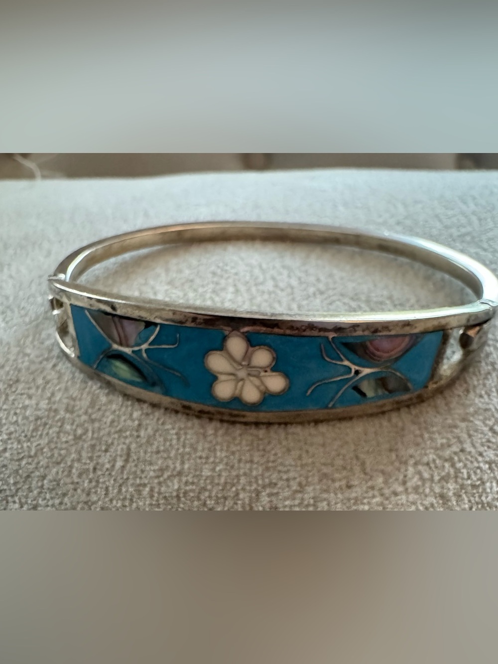 Turquoise color Floral Enamel Bangle Bracelet